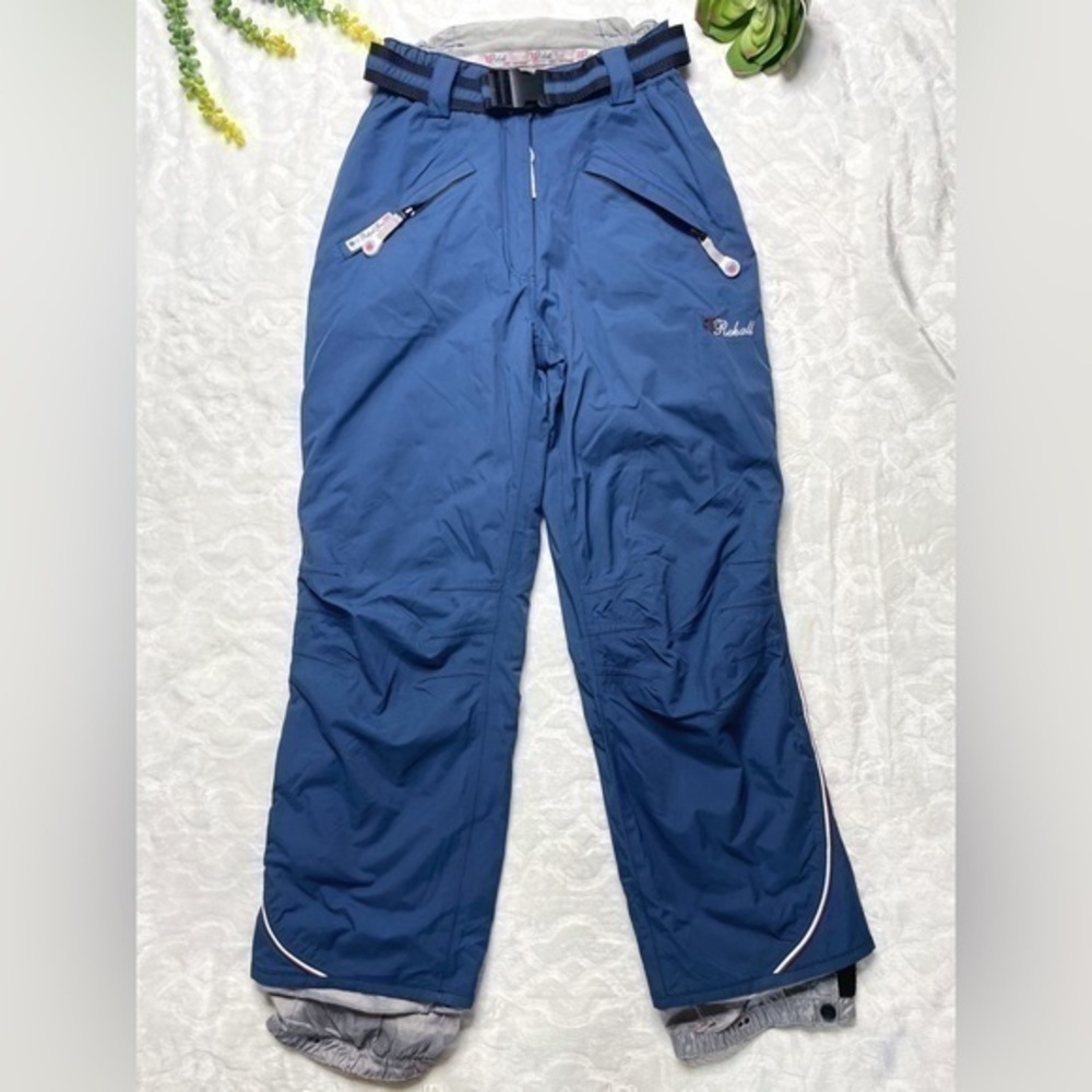 Rehall Girls Juniors Insulated Belted Snow Ski Pants in Navy Blue Size Medium